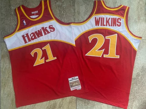 Canotta NBA Atlanta Hawks Mitchell & Ness Authentic Wilkins 21 - Rossa e Bianca