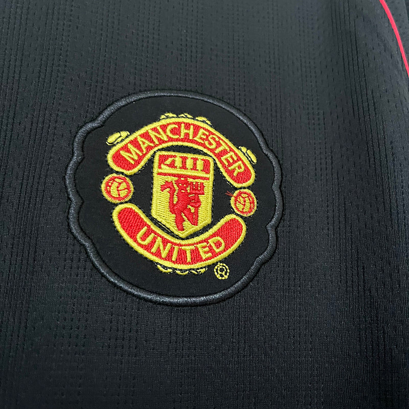 Maglia Retro Trasferta II do Manchester United 2007 Nera  - Manica Lunga