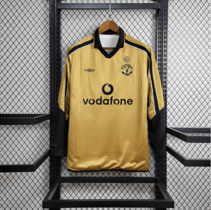 Maglia Manchester United Retro 2001/02 II Bianca e Nera Umbro Double Face Manica Lunga