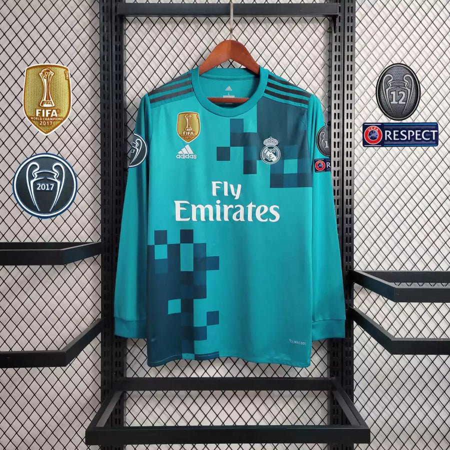 Maglia Retro Real Madrid II Trasferta 2017/18 Manica Lunga Maschile Blu