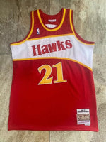 Canotta NBA Atlanta Hawks Mitchell & Ness Authentic Wilkins 21 - Rossa e Bianca