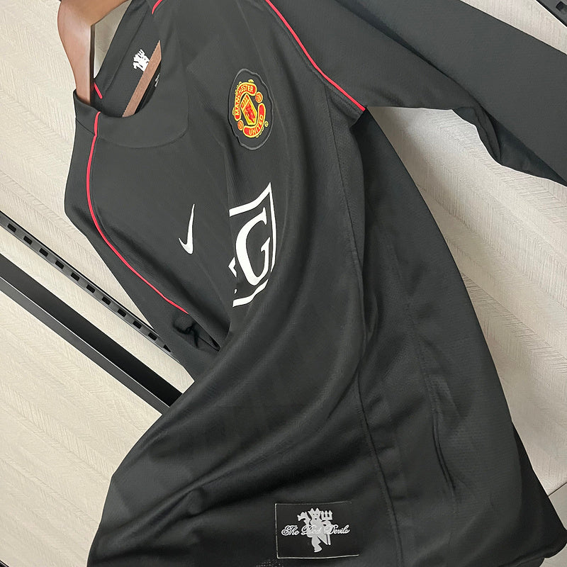 Maglia Retro Trasferta II do Manchester United 2007 Nera  - Manica Lunga