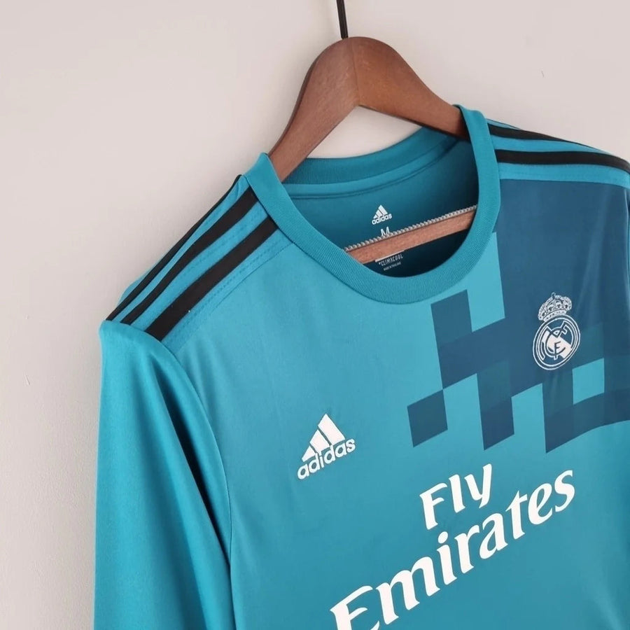 Maglia Retro Real Madrid II Trasferta 2017/18 Manica Lunga Maschile Blu