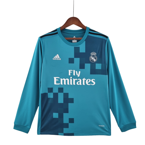 Maglia Retro Real Madrid II Trasferta 2017/18 Manica Lunga Maschile Blu