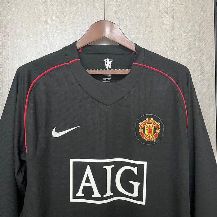 Maglia Retro Trasferta II do Manchester United 2007 Nera  - Manica Lunga