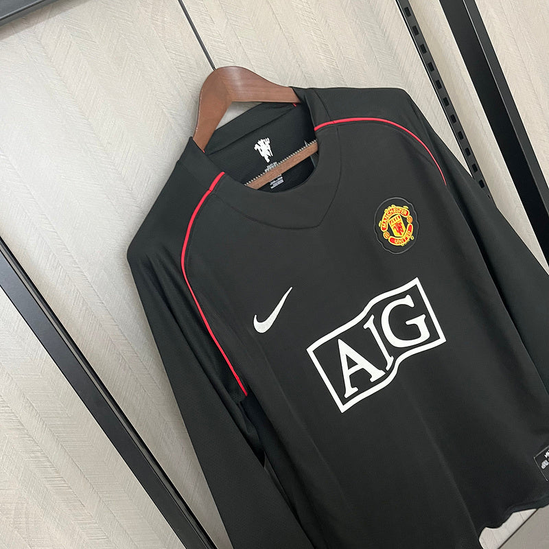 Maglia Retro Trasferta II do Manchester United 2007 Nera  - Manica Lunga