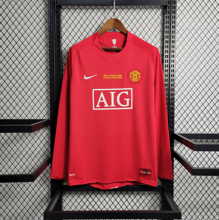 Maglia Manica Lunga Manchester United 2007/08 - Retro Maschile - Rossa
