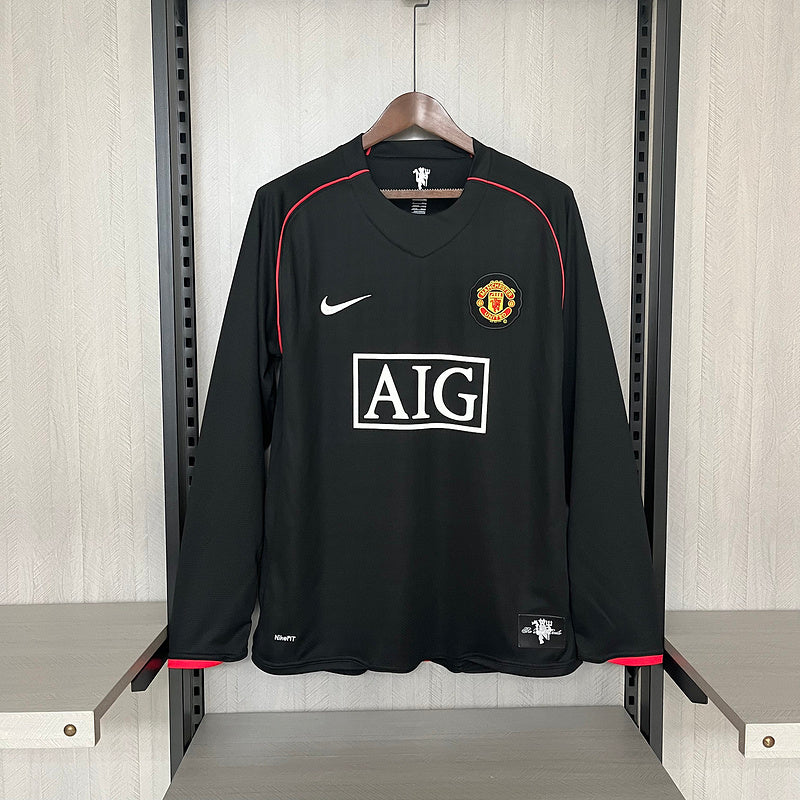 Maglia Retro Trasferta II do Manchester United 2007 Nera  - Manica Lunga